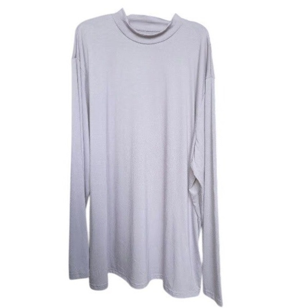 Velvethall Grey Mock Neck Long Sleeve Shirt Mens 4XL New